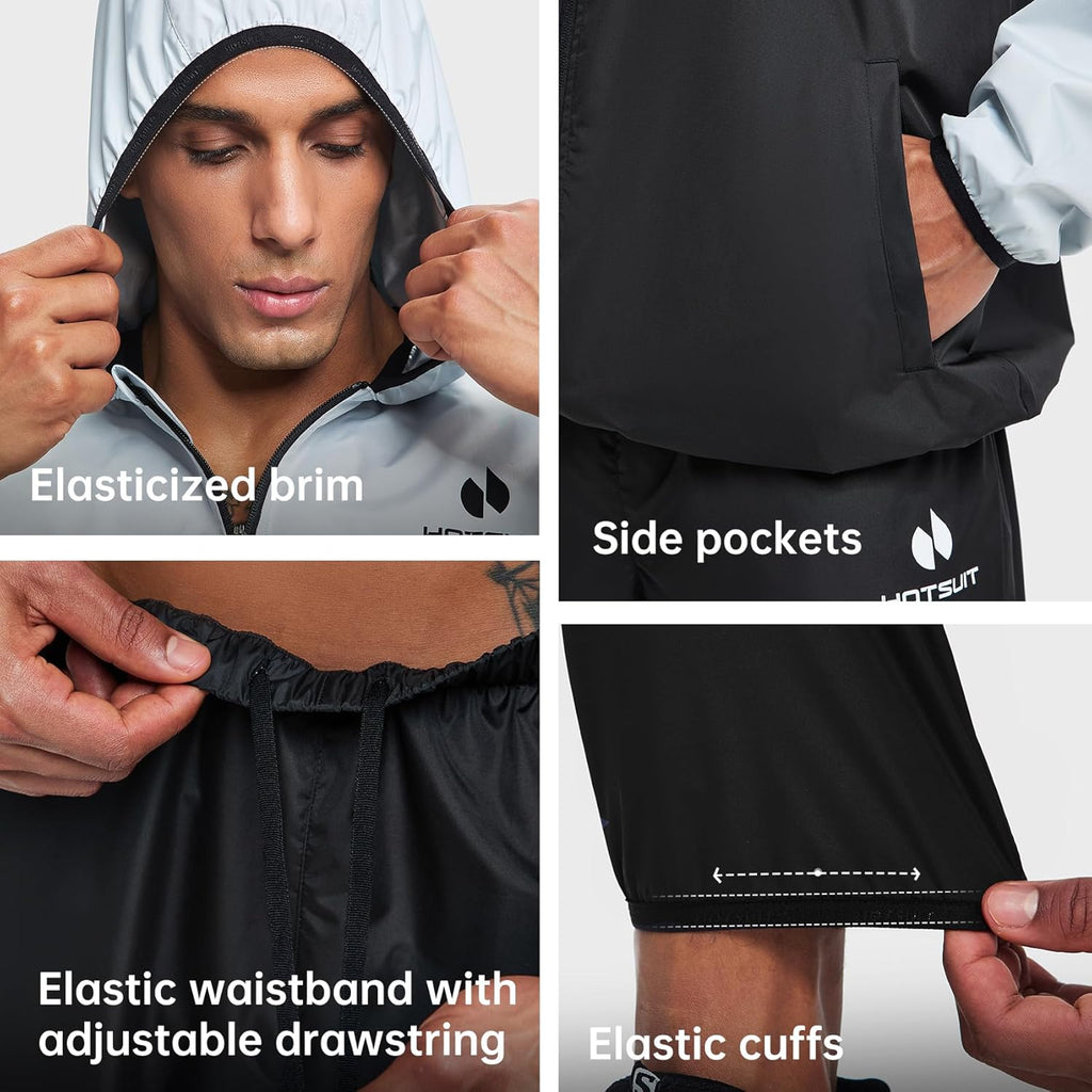 Sauna Suit for Men Weight Loss Sweat Suits Gym Workout Exercise Sauna Jacket Pant Full Body